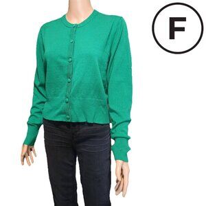 French Connection Crewneck Cardigan Sweater Small hole NWT Green Large